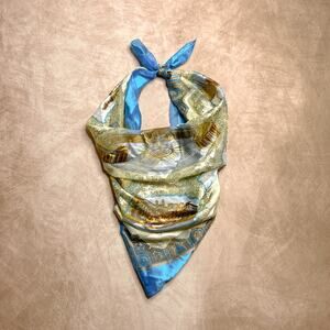 Vintage 90s Rome Italy Tourist Scarf Multicolor Satin Lightweight Euro Travel